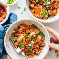 Two bowls of our kimchi fried rice recipe