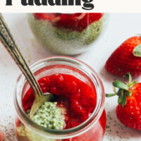 Image of strawberry matcha chia pudding